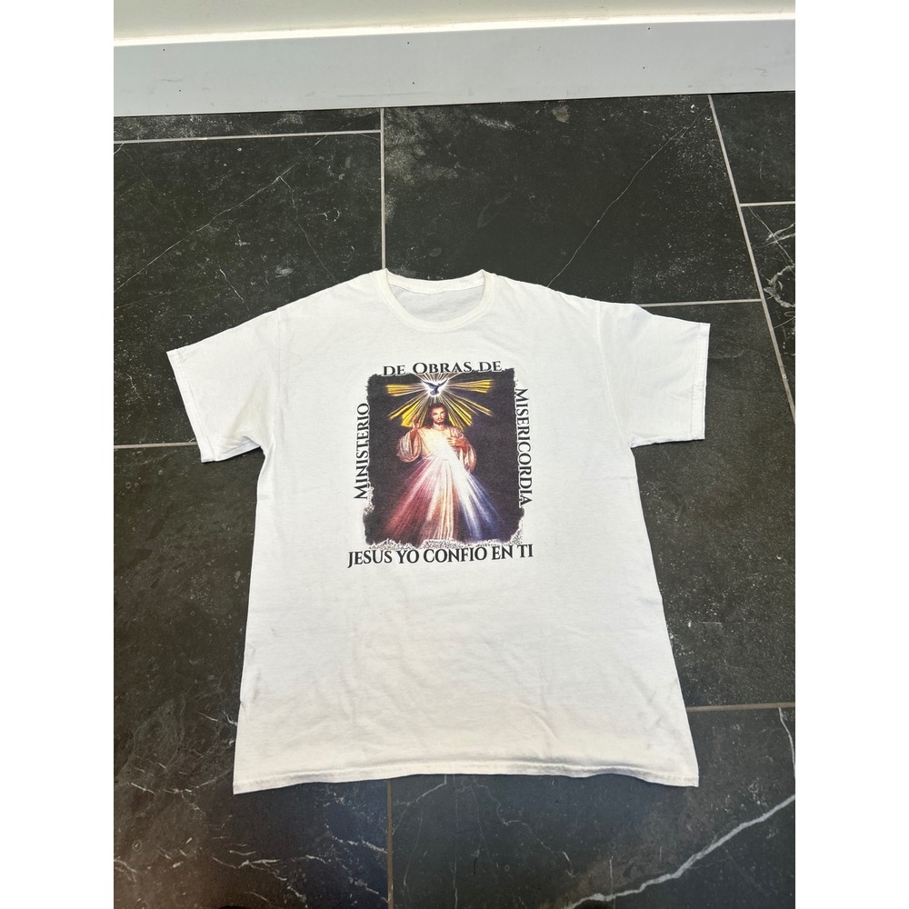 Ministerio De Obras De Misericordia Divine Mercy Jesus Graphic T-Shirt White L